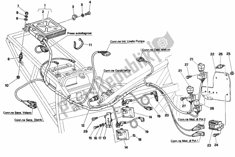 All parts for the Engine Control Unit of the Ducati Paso 907 I. E. USA 1991